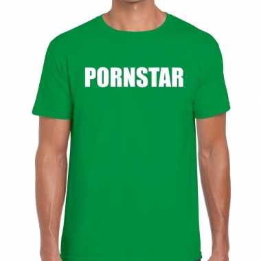 Pornstar fun t-shirt groen voor heren