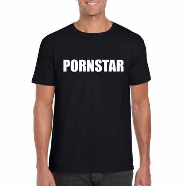 Pornstar fun t-shirt zwart voor heren