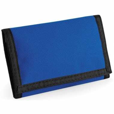 Portemonnee/portefeuille met klittenband sluiting blauw