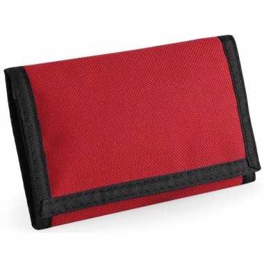 Portemonnee/portefeuille met klittenband sluiting rood