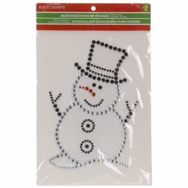 Raamdecoratie sneeuwpop sticker 33 cm