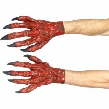 Rode duivels handschoenen voor volwassenen