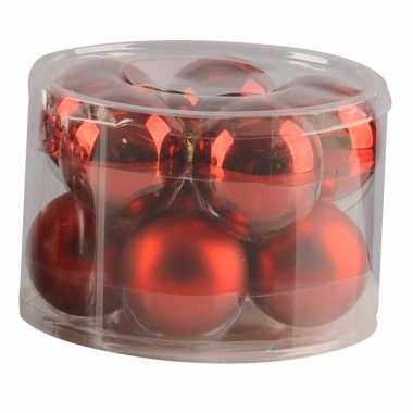 Rode glazen kerstballen 10 stuks