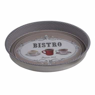 Rond bistro dienblad met rood kopje 33 cm