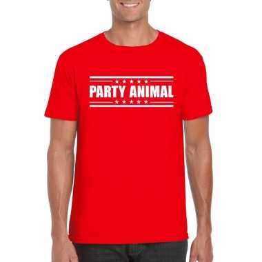 Rood t-shirt heren met tekst party animal