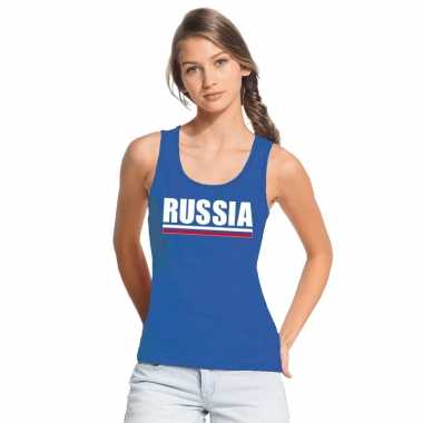 Rusland supporter mouwloos shirt/ tanktop blauw dames