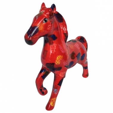 Spaarpot paard rood met hartjes print 21 cm