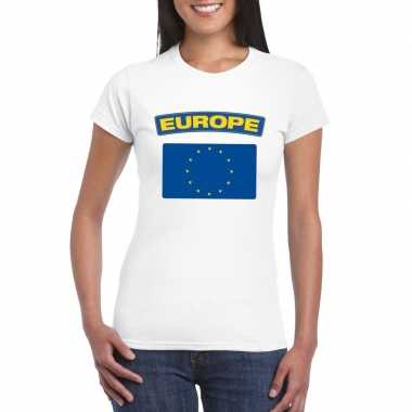 T-shirt europese vlag wit dames