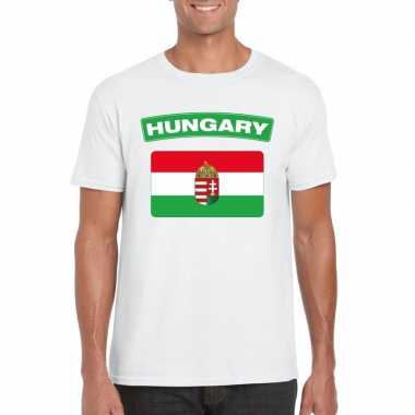 T-shirt hongaarse vlag wit heren