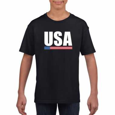 Usa supporter t-shirt zwart voor kinderen
