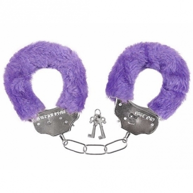 Verkleed handboeien paars pluche