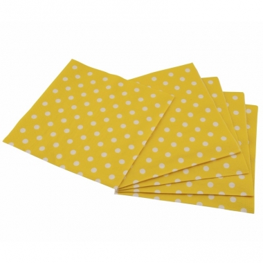 Wegwerp servetten geel met witte stippen 33 cm