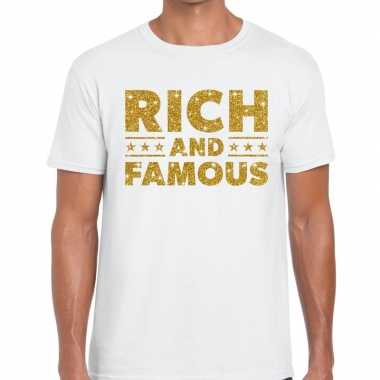 Wit rich and famous goud fun t-shirt voor heren