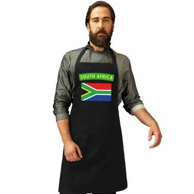 Zuid-afrikaanse vlag keukenschort/ barbecueschort zwart heren en dame