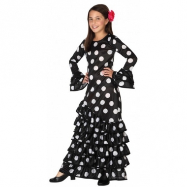 Zwarte flamenco verkleedjurk voor kids