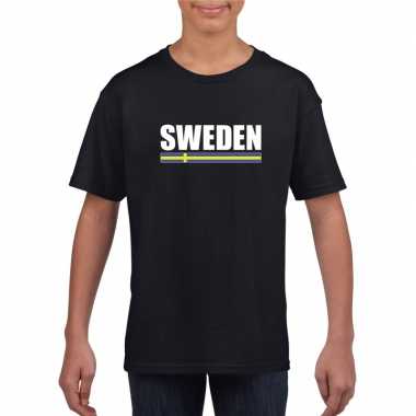 Zweedse supporter t-shirt zwart voor kinderen