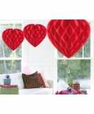 10x hang decoratie hartjes rood 30 cm