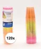 120 plastic wegwerp shotglaasjes gekleurd 30 ml