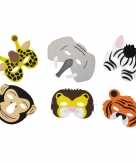 12x verkleed feest safaridieren maskers foam voor jongens meisjes kinderen
