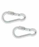 14x stuks snaphook karabijnhaak snaphooks met schroefsluiting verzinkt staal 5 cm