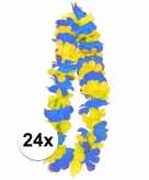 24x blauw gele hawaii kransen