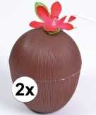 2x hawaii drinkbekers kokosnoot model