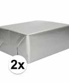 2x kadopapier zilveren 70 x 200 cm