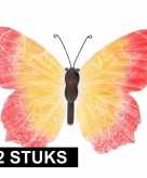 2x oranje rode tuindecoratie vlinders 40 cm