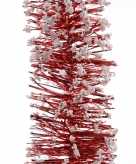 2x rode kerstboom folie slinger met sneeuw 200 cm