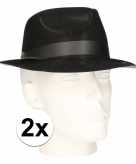 2x zwart verkleed hoedjes trilby model voor volwassenen
