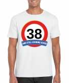 38 jaar verkeersbord t-shirt wit heren