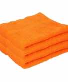 3x badkamer douche handdoeken oranje 50 x 90 cm