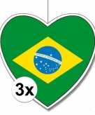 3x brazili hangdecoratie harten 28 cm