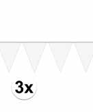 3x mini vlaggetjeslijn slingers verjaardag wit