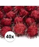 40x hobby pompons 20 mm rood