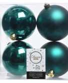 4x kerstversiering kerstballen smaragd groen kunststof 10 cm