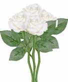 4x witte kunstroos kunstbloemen 27 cm decoratie