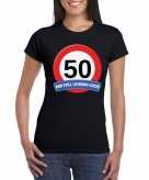 50 jaar verkeersbord t-shirt zwart dames
