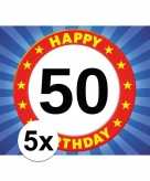 5x leeftijd sticker 50e verjaardag 50 jaar stopbord 7 x 10 cm verjaardag feest