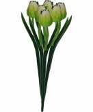 6x groene decoratie tulpjes 35 cm van hout