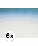 6x onderlegger blauw wit ombre 45 x 30 cm