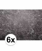 6x zwarte placemat marmer 46 x 30 5 cm
