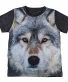 All over print t-shirt met wolf voor kinderen