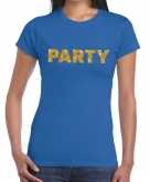 Blauw party goud fun t-shirt voor dames