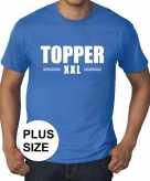 Blauw t-shirt in grote maat heren met tekst topper xxl