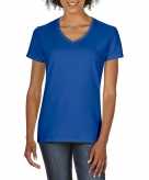 Blauwe dames casual t-shirts met v hals