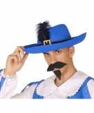 Blauwe musketiershoed verkleed accessoire voor heren