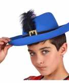 Blauwe musketiershoed verkleed accessoire voor kinderen