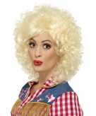 Blonde dolly parton look a like country pruik voor dames