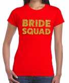 Bride squad goud fun t-shirt rood voor dames